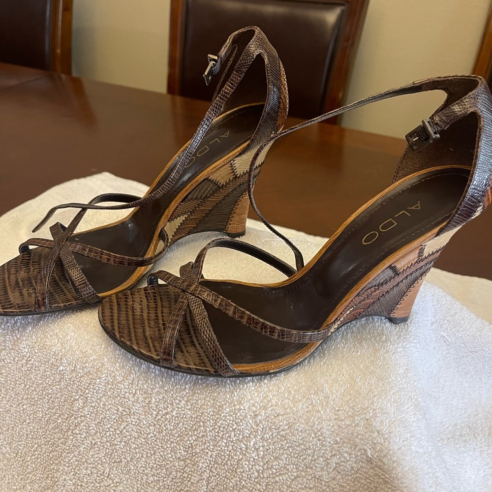 Aldo Patchwork Leather Wedge Sandals. Worn Twice!… - image 1